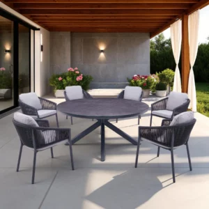 OUTDOOR DNG SET RND TBL D.GREY