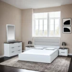 5.5F-BED-SET-BEGWHT 5FT BED-2 N.STND-CHEST-MIR WTN