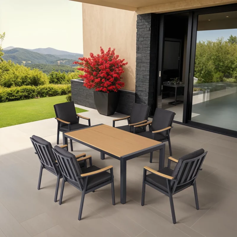 CAMERON Dark Grey Aluminium Dining Set