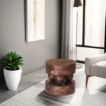 ART-70425 SIDE TABLE GOLD+BLK IRON+GLASS