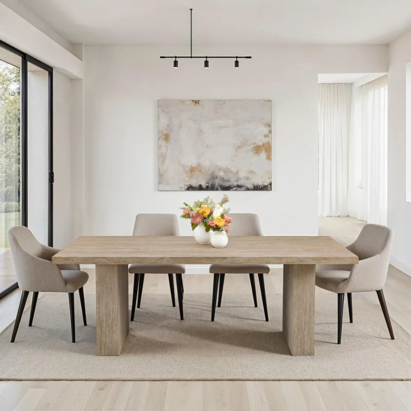 SUKI Yellow Travertine Dining Table