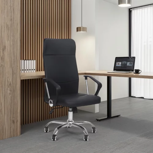 OFFICE CHAIR BLK PU-CRM BASE