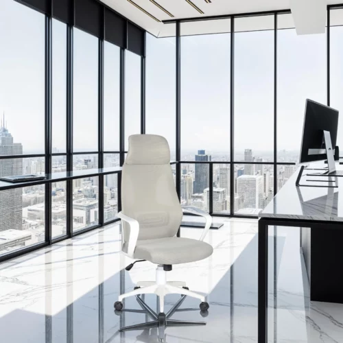 OFFICE CHAIR WHITE-GREY MESH