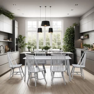 DNG SET 1+6 WHITE WOOD