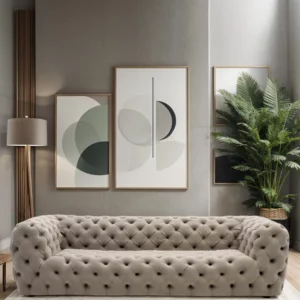 4 SEATER SOFA LIGHT GREY FABRI