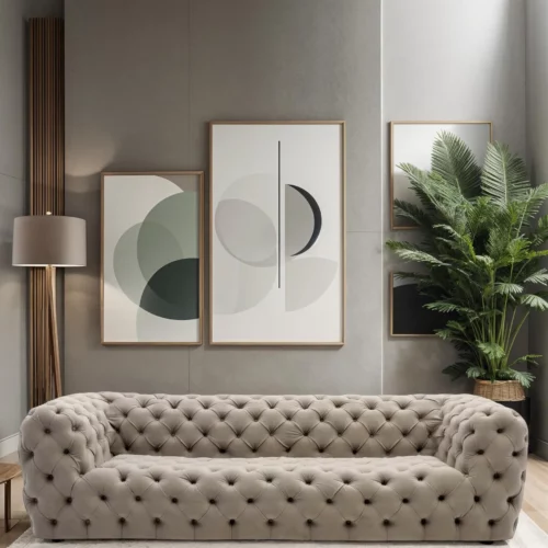 S5135A-AR707-4 4 SEATER SOFA LIGHT GREY FABRI