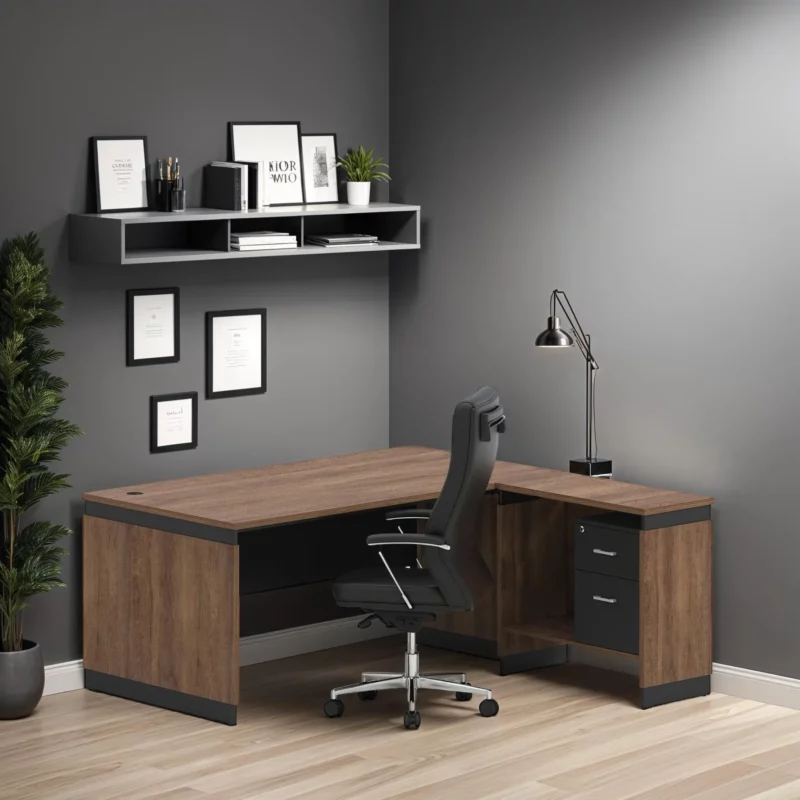 SE-118-18-BR-OAKBLK Office Desk Stuart