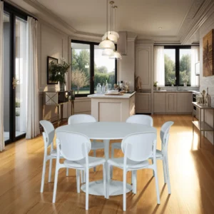 DINING SET 1+6 W-02 WHITE