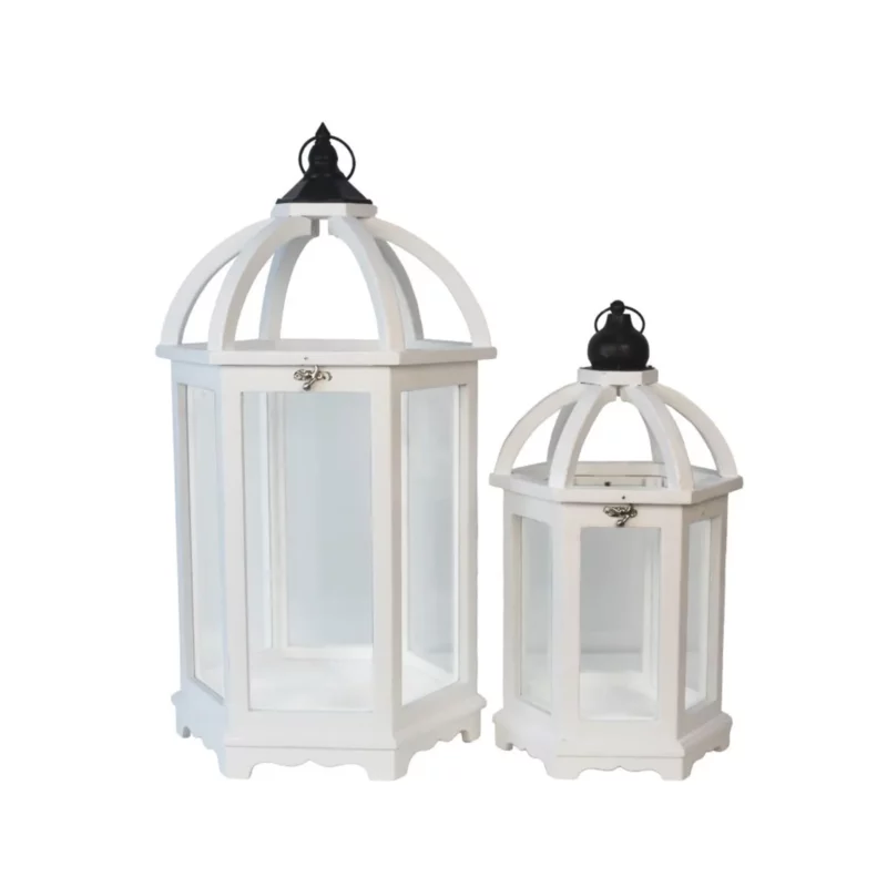 ORIANA SET 2 WOOD WHITE GLASS