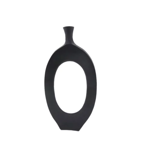 ABSTRACT VASE ALUMINUM BLACK