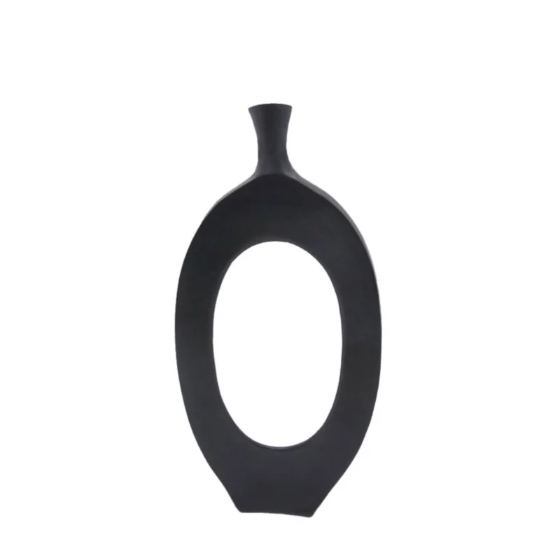 ABSTRACT VASE ALUMINUM BLACK