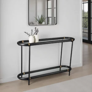 05-0783-1 COLOMBO Black Glass Console