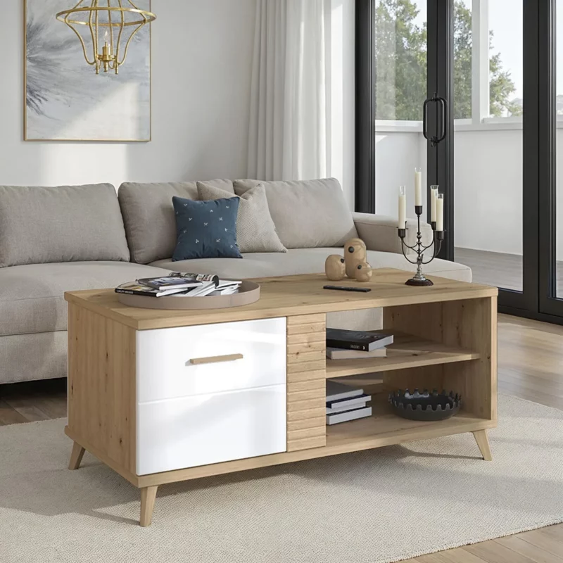 BRETAGNA COFFEE TABLE OAK+WHT