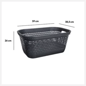 133690-1 LAUNDRY BASKET 45L RATTAN GREY