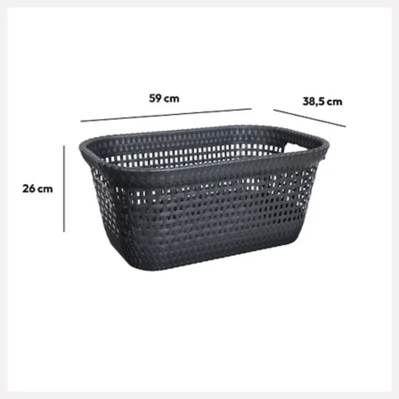 133690-1 LAUNDRY BASKET 45L RATTAN GREY