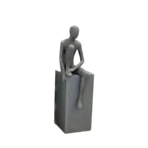SITTING MAN DECO FIGURE GRY
