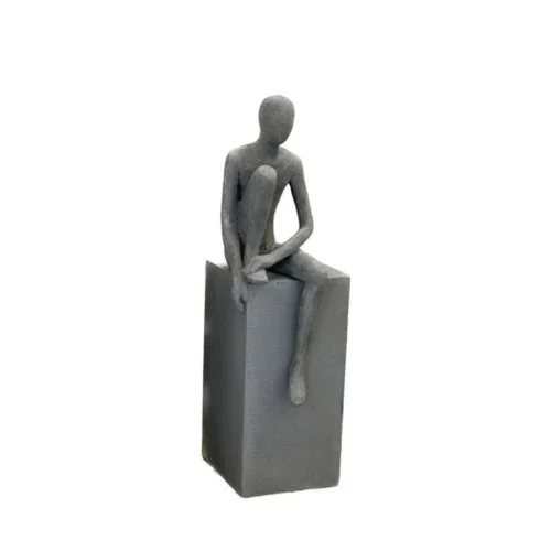SITTING MAN DECO FIGURE GRY
