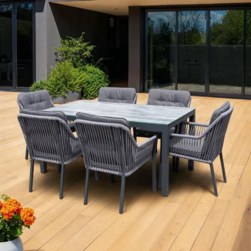 412317-GREY TENAYA Fabric Dining Set