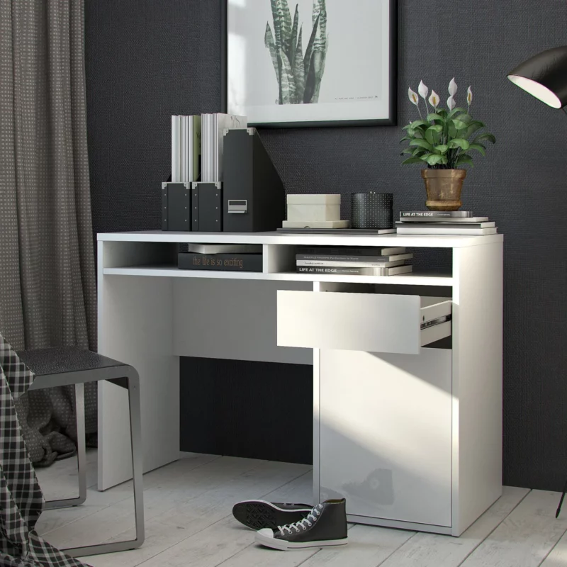 FUNCTION PLUS DESK 1DR WHT GLS