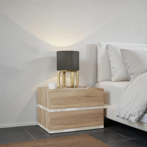 NIGHT STAND 2PCS NTRL OAK+MRBL