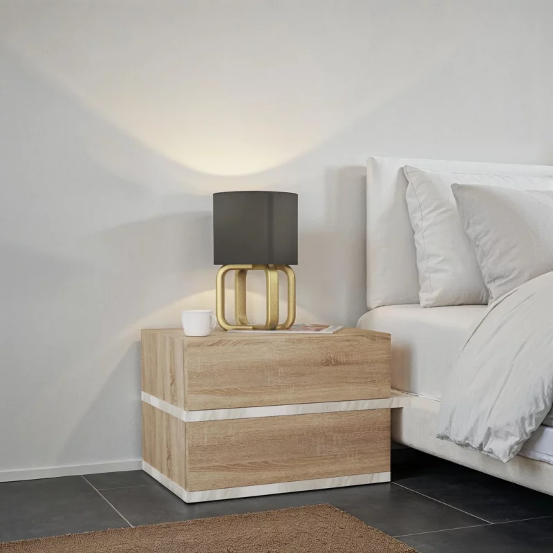 NIGHT STAND 2PCS NTRL OAK+MRBL