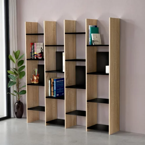 BOOKCASE 3025 NTRLOAK+0190 BLK
