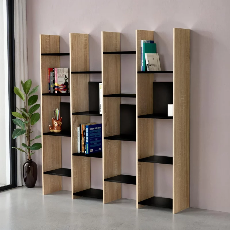 BOOKCASE 3025 NTRLOAK+0190 BLK