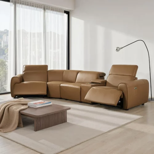 CRN REC SOFA LX-33 BROWN LEATH