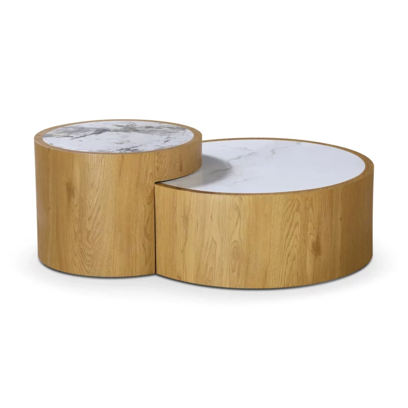 COFFEE TBL 2PC SNW WHT MAT+OAK