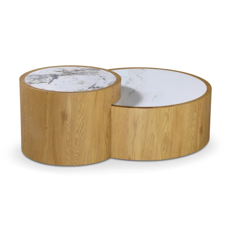 COFFEE TBL 2PC SNW WHT MAT+OAK