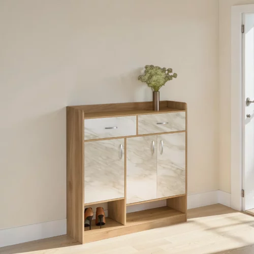 MARAJO Cement Wood Effect Shoe Cabinet