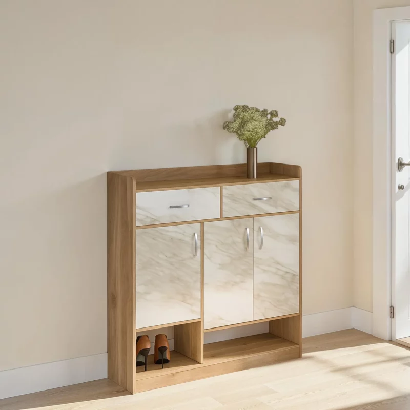 MARAJO Cement Wood Effect Shoe Cabinet