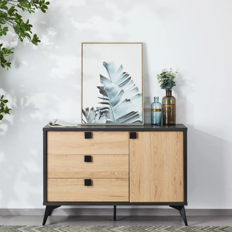 DRESSER NATURAL OAK+BLACK OAK