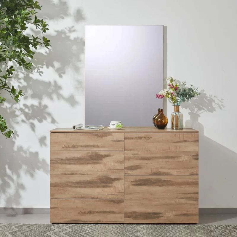 DRESSER+MIRROR OAK 243802