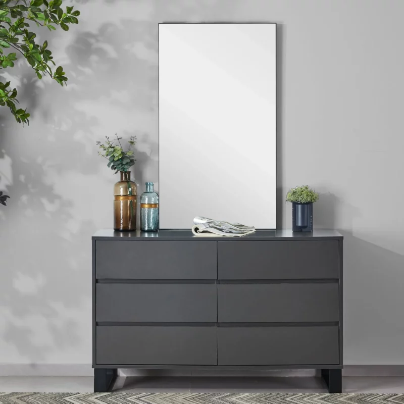 DRESSER+MIRROR MATT GREY+BLK L