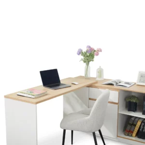 JL-10014-7055808-1 OFFICE TABLE OAK7055+ WHT808