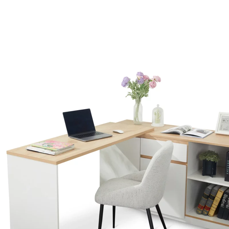 JL-10014-7055808-1 OFFICE TABLE OAK7055+ WHT808