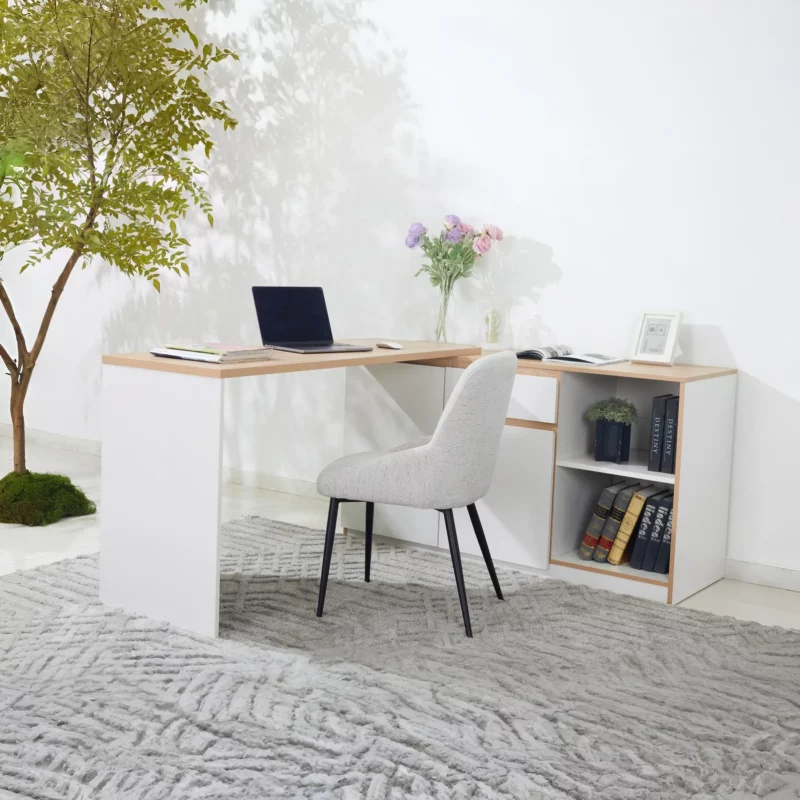 JL-10014-7055808-2 OFFICE TABLE OAK7055+ WHT808