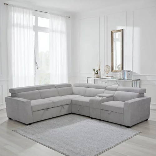 KEDRA Grey Fabric Sofa Bed