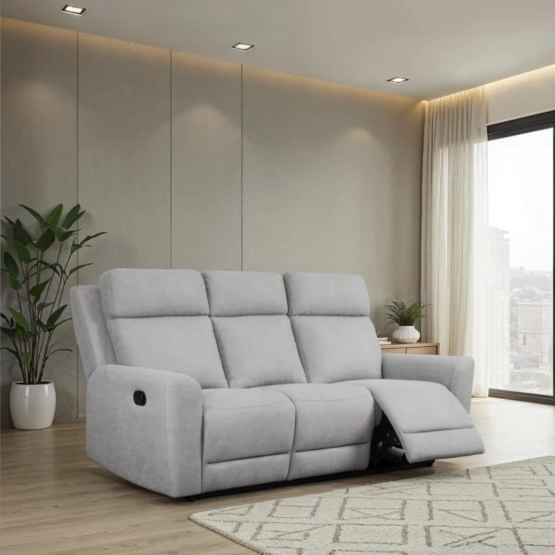 AVION Recliner 3 Seater Sofa Grey