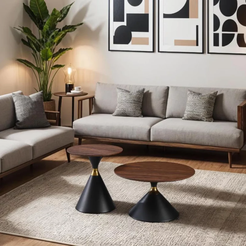 COFFEE TABLE BLK+WALNUT TOP