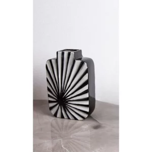 ABSTRACT OVAL VASE ALUMINM SLV