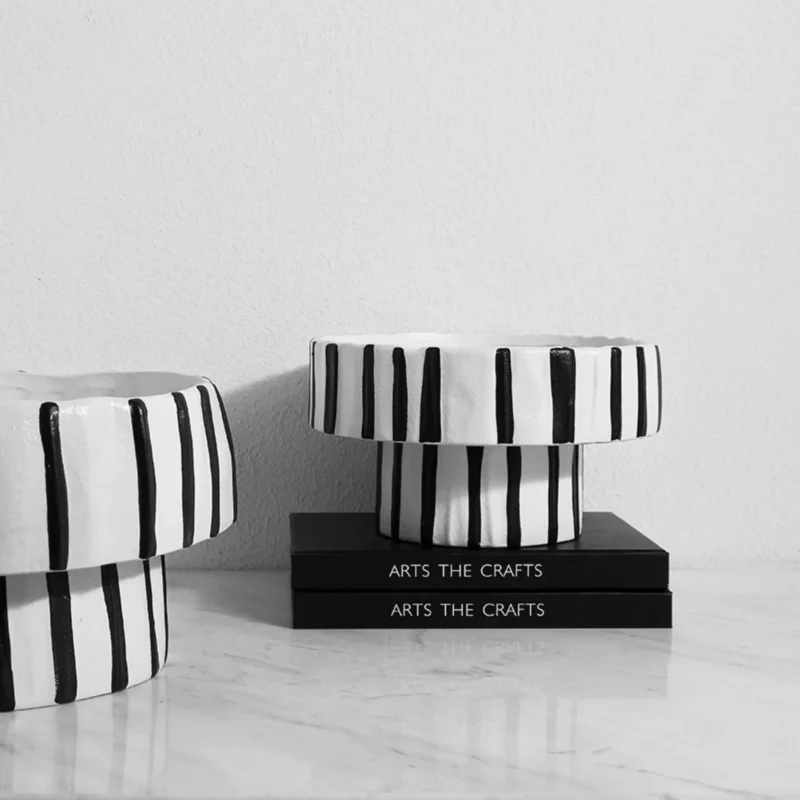 BLACK AND WHITE CERAMIC BOTTLE