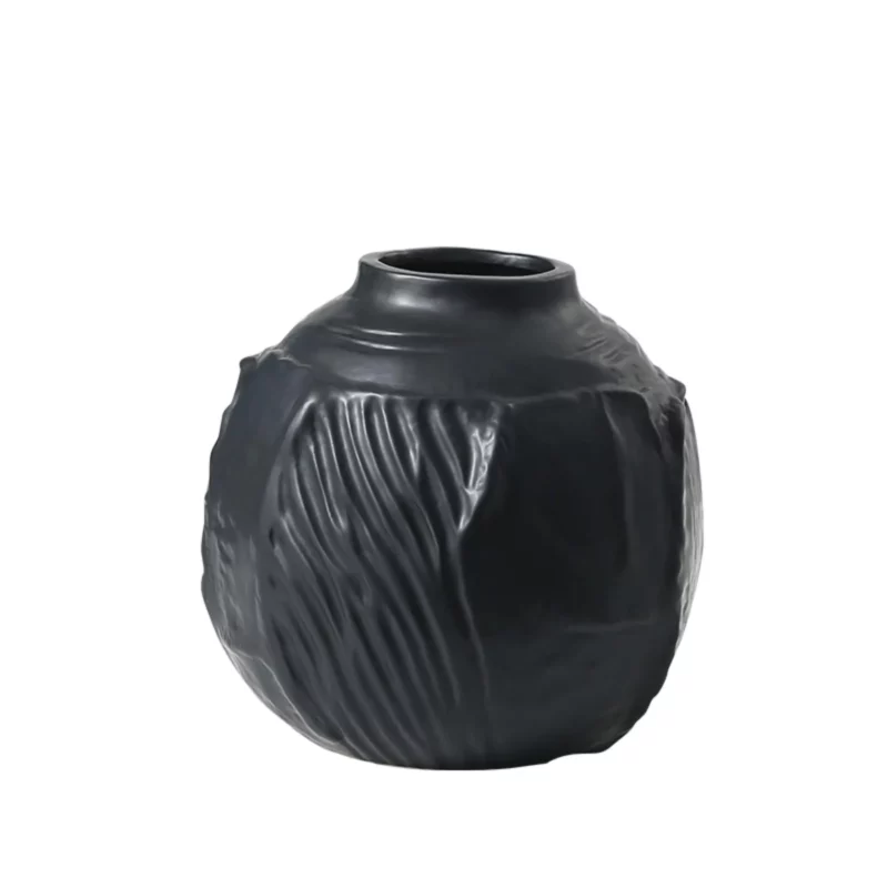 BLACK ROUND VASE