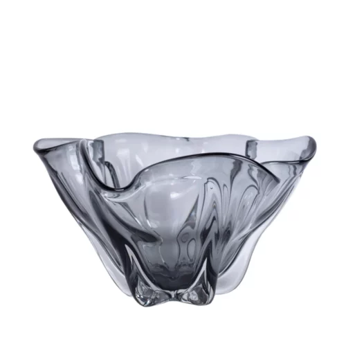 GREY FLOWER SHAPED GLASS BOWL