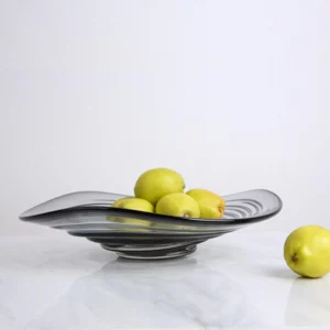 GREY WAVE SHAPED GLASS BOWL