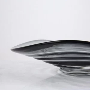 GREY WAVE SHAPED GLASS BOWL