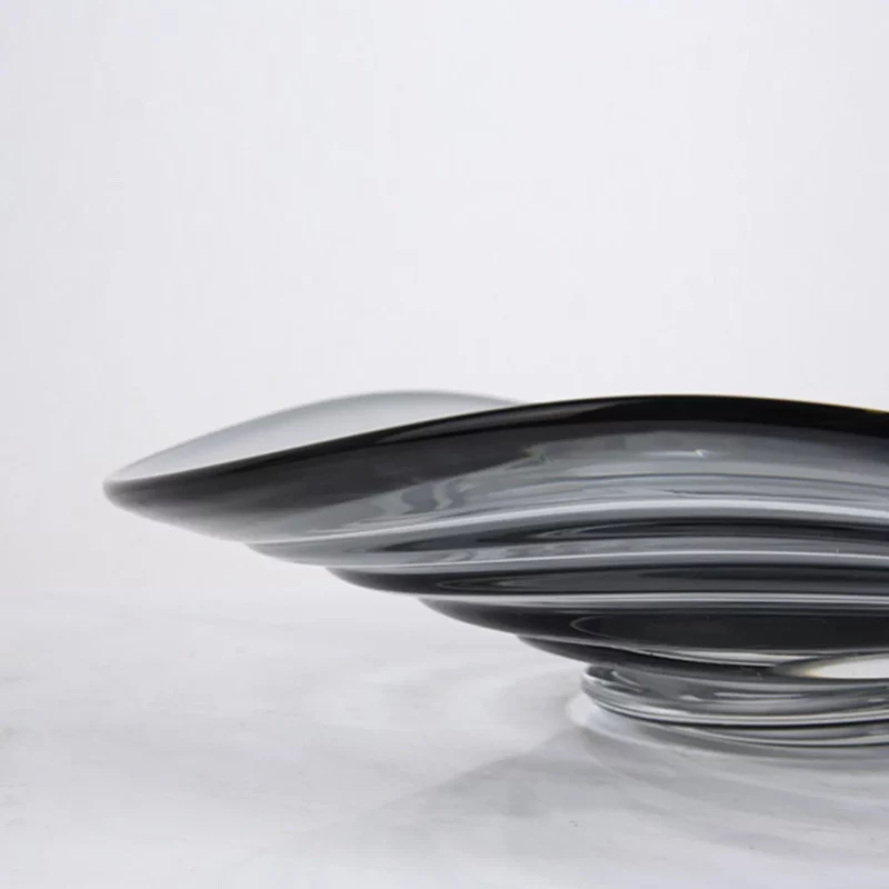 GREY WAVE SHAPED GLASS BOWL