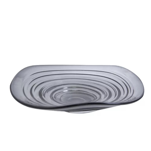 GREY WAVE SHAPED GLASS BOWL