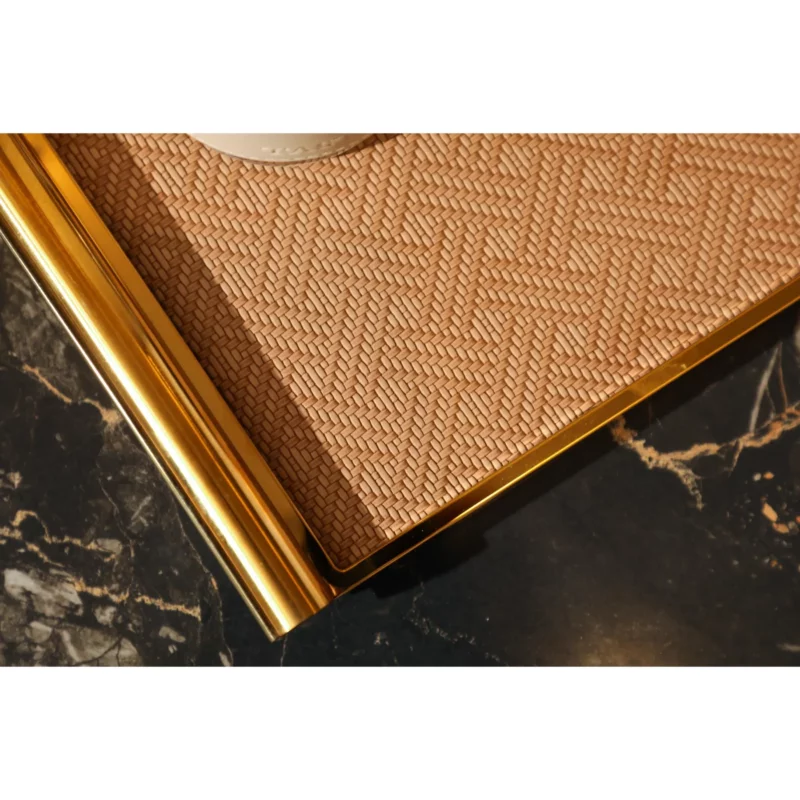 SCROLL LEATHER TRAY-GOLD